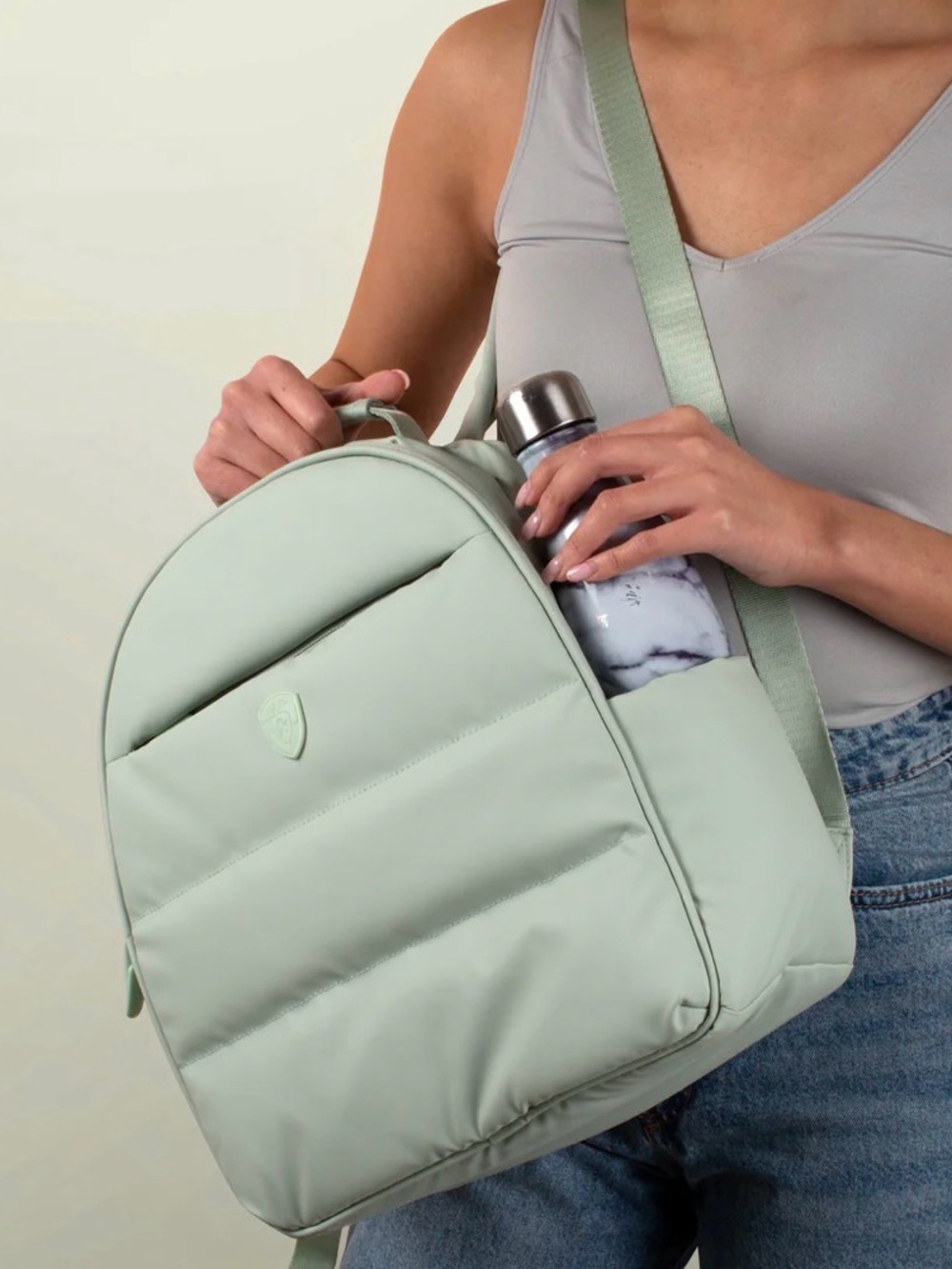 Heys puffer backpack sage green travel water-resistent New - Picture 2 of 11